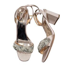 Badgley Mischka Sandals Shoes Women's Blush Pink Size 10 Strap Block Heels